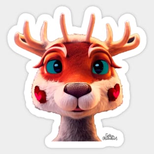 Cute Christmas Reindeer Sticker